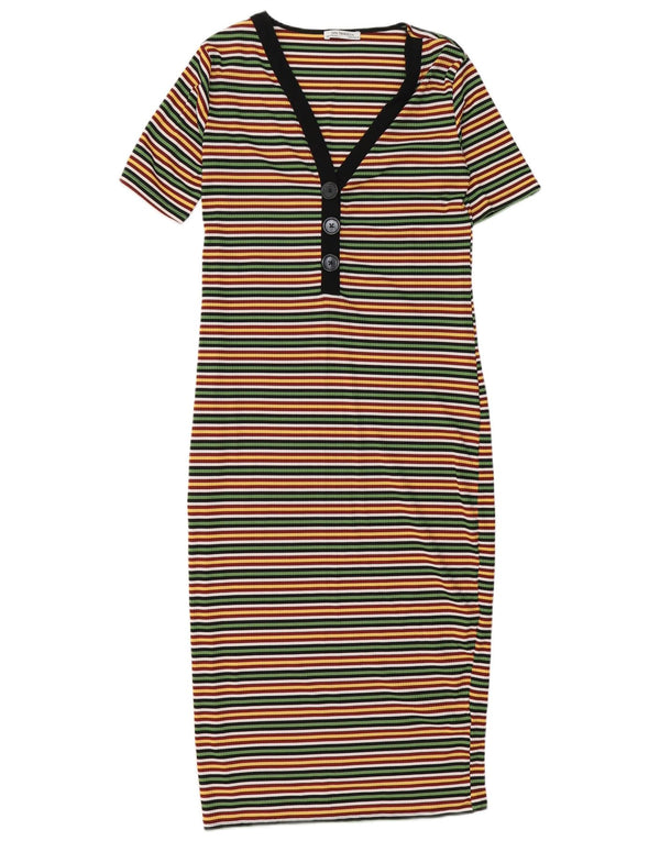 Abito T-shirt Trafaluc da donna Zara UK 10 piccolo a righe multicolore