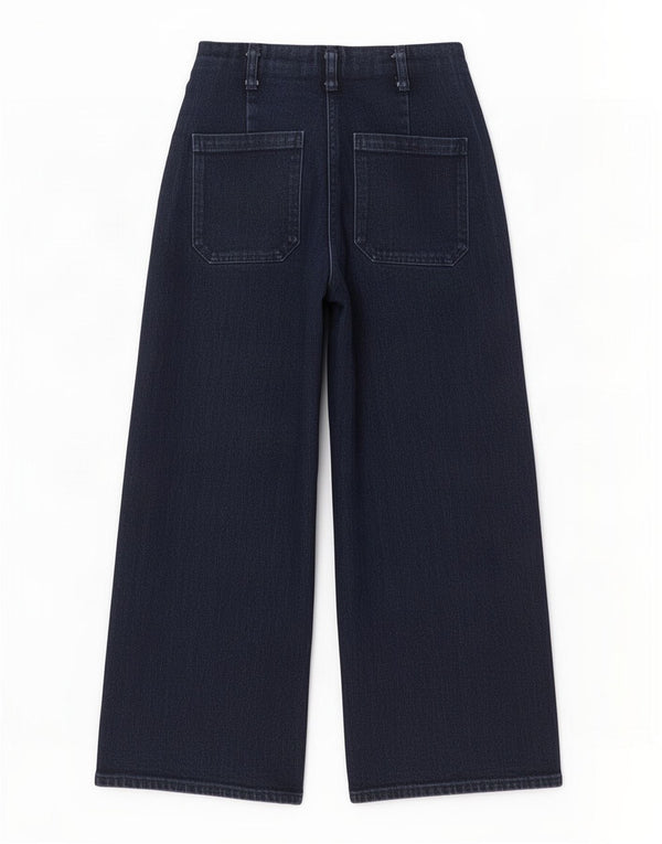 Zara Womens High Rise Wide Leg Jeans EU 36 XS W26 L23 Navy Blue