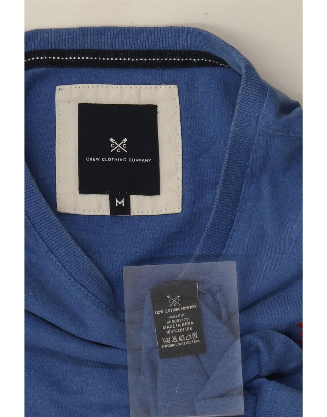 Crew Clothing T-shirt da uomo Top in cotone blu medio