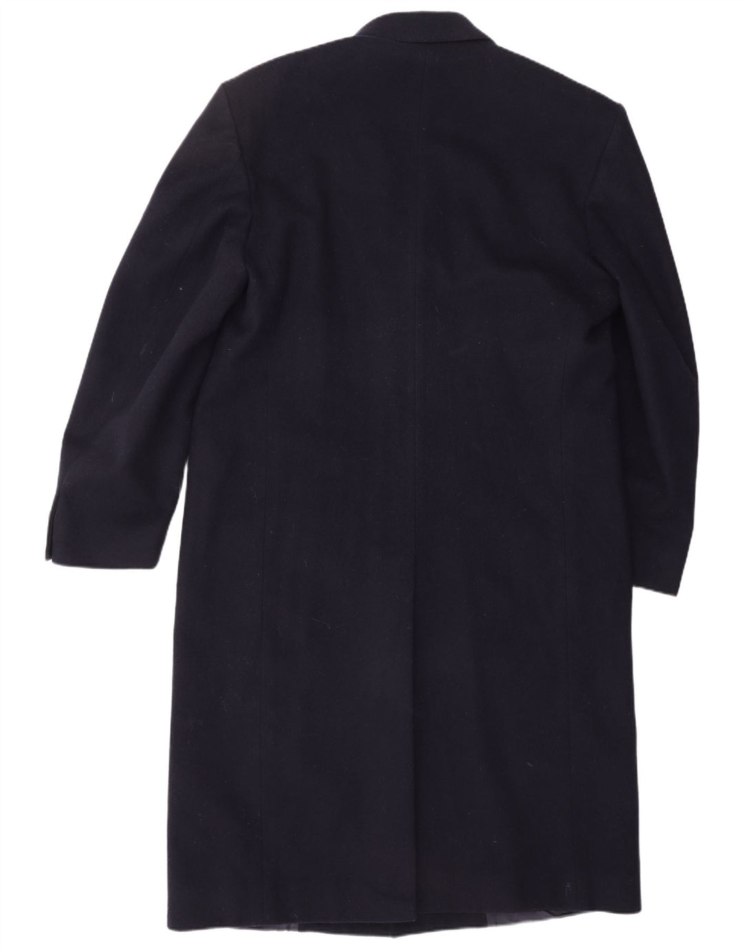 CROMBIE Cappotto da uomo UK 40 Large Blu Navy in lana vergine classico