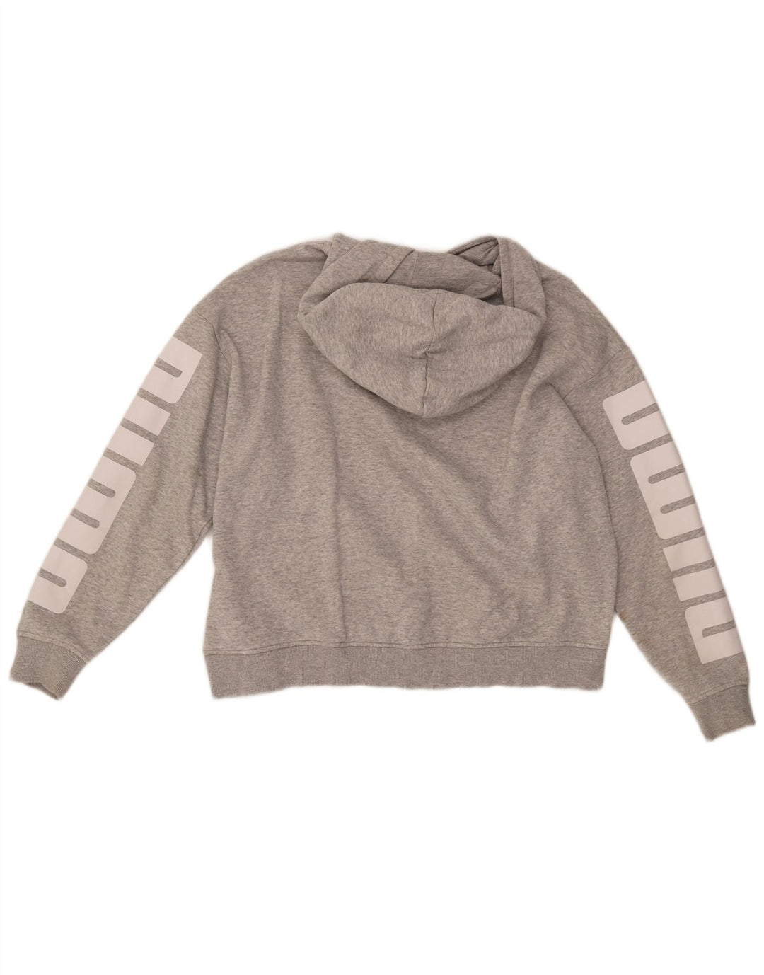 PUMA Felpa con cappuccio oversize con grafica da donna UK 16 Large Grigio Cotone