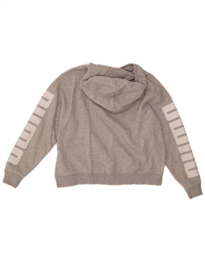 PUMA Felpa con cappuccio oversize con grafica da donna UK 16 Large Grigio Cotone