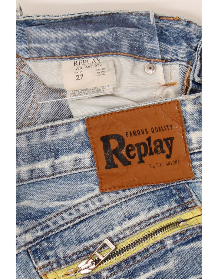 Replay Jeans slim invecchiati da donna W27 L32 cotone blu