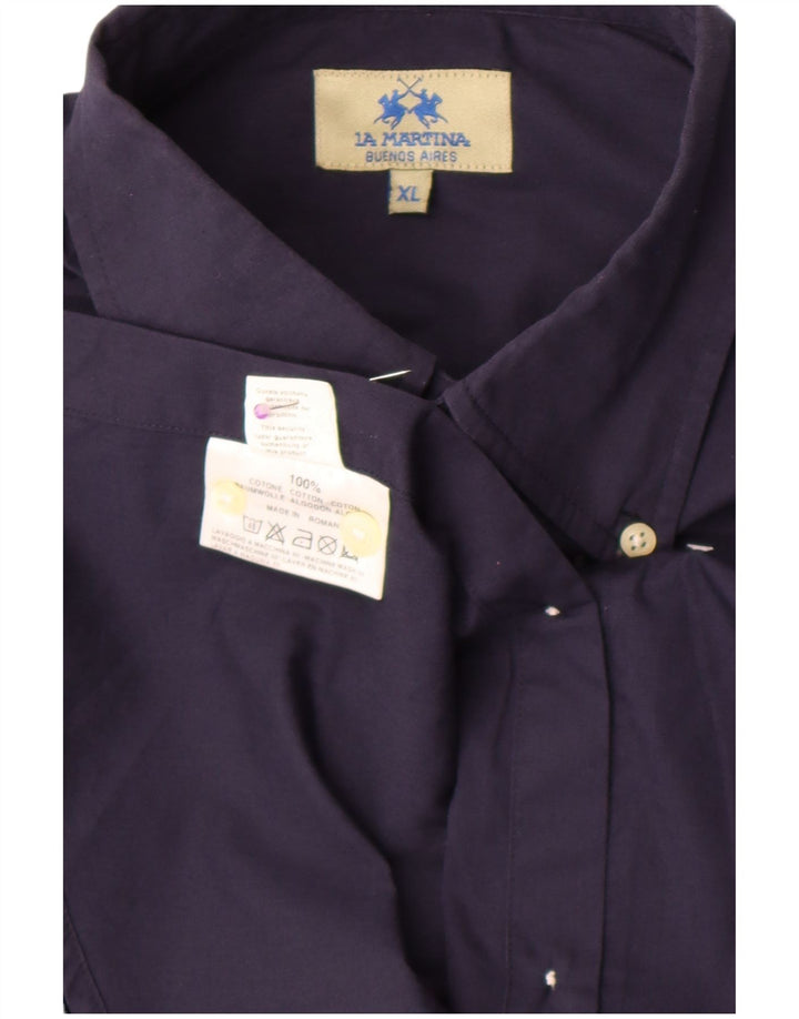 Camicia grafica da uomo La Martina XL in cotone blu navy