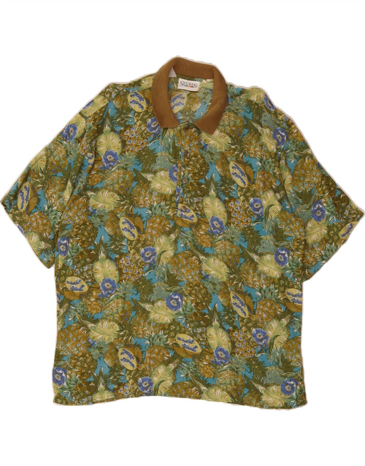 SEVRES Mens Polo Shirt Large Green Floral Vintage Sevres and Second-Hand Sevres from Messina Hembry 