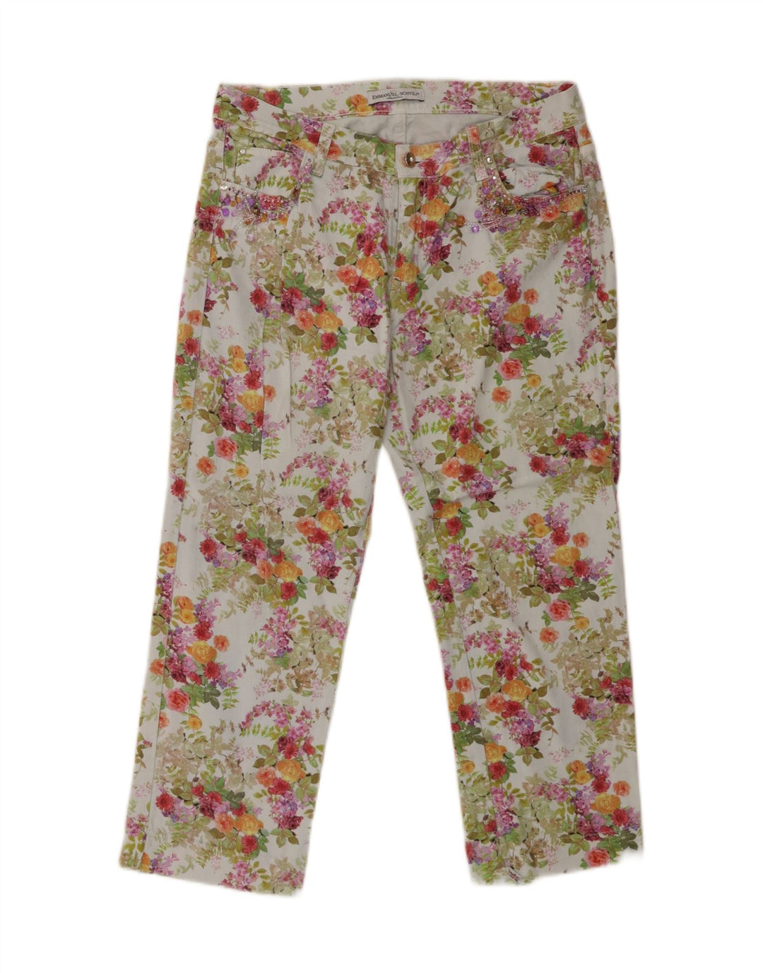 EMMANUEL SCHVILI Womens Cropped Jeans W32 L24 Multicoloured Floral