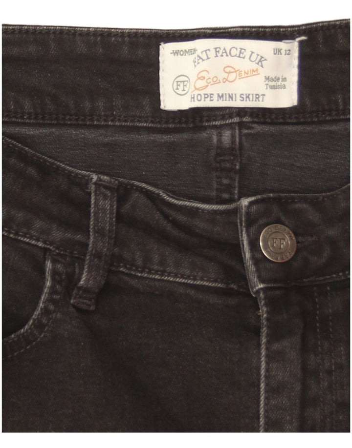 Mini gonna di jeans da donna Fat Face UK 12 media W32 cotone nero