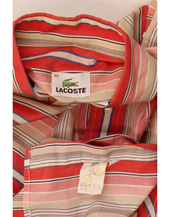 Camicia a maniche corte da uomo Lacoste taglia 40 cotone a righe multicolore medio