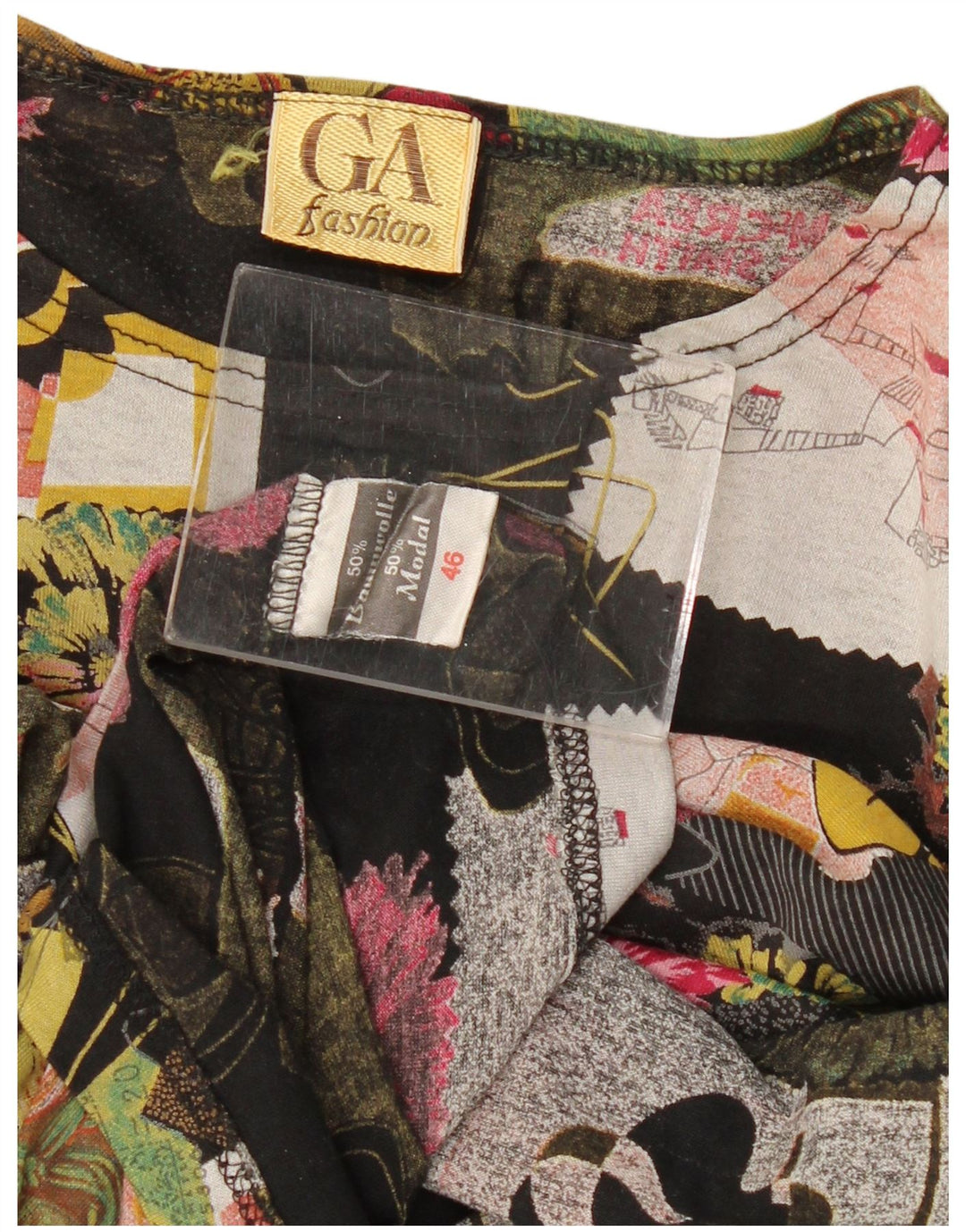 T-shirt grafica da donna VINTAGE Top EU 46 XL cotone multicolore