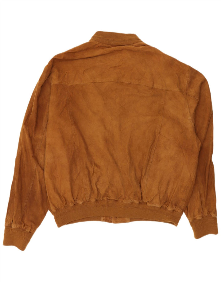 Giubbotto bomber da uomo in pelle scamosciata VINTAGE IT 58 4XL Pelle marrone