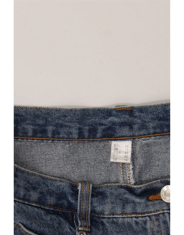 Gonna di jeans a vita alta da donna VINTAGE UK 18 XL W32 Blu