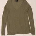 MOSSIMO Womens Longline V-Neck Jumper Sweater UK 14 Medium Green Nylon Vintage Mossimo and Second-Hand Mossimo from Messina Hembry 