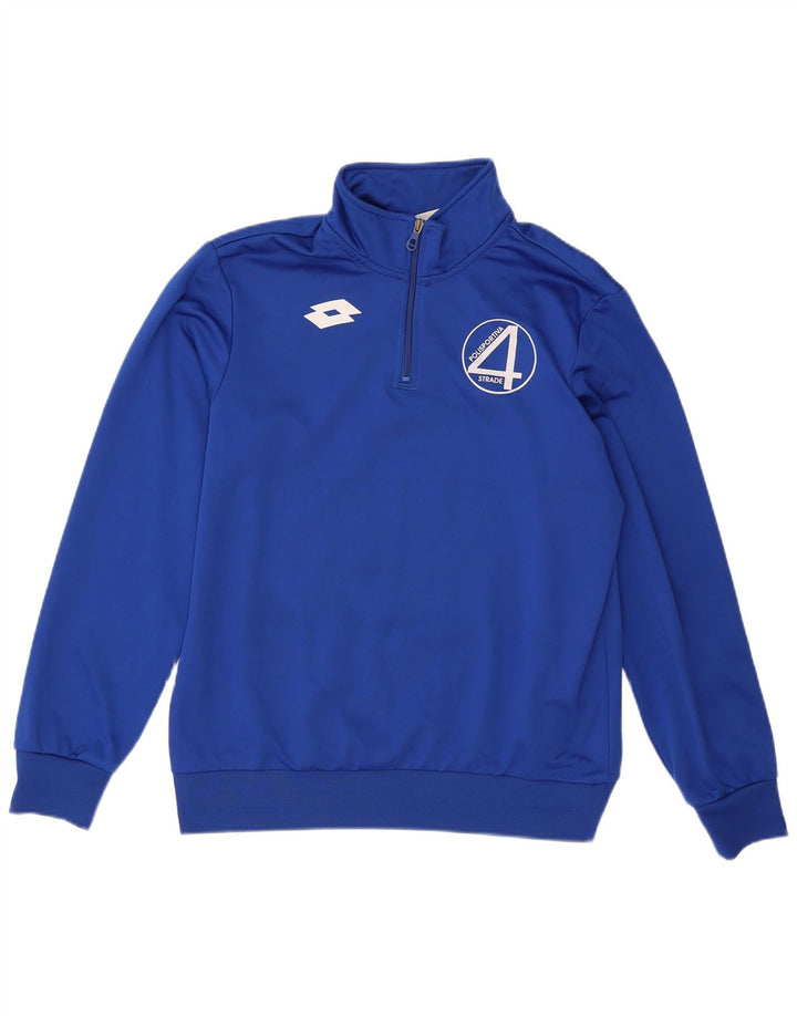 Felpa da uomo con collo con zip grafica Lotto Maglione grande poliestere blu