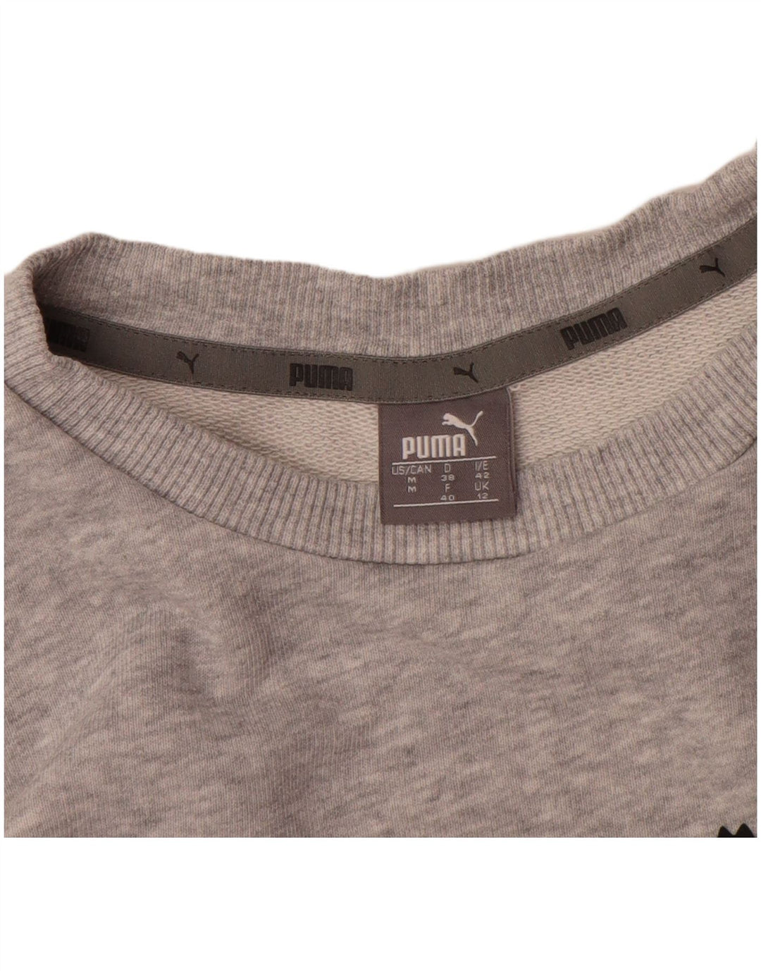 Felpa grafica da donna Puma Jumper UK 12 Cotone chiazzato grigio medio