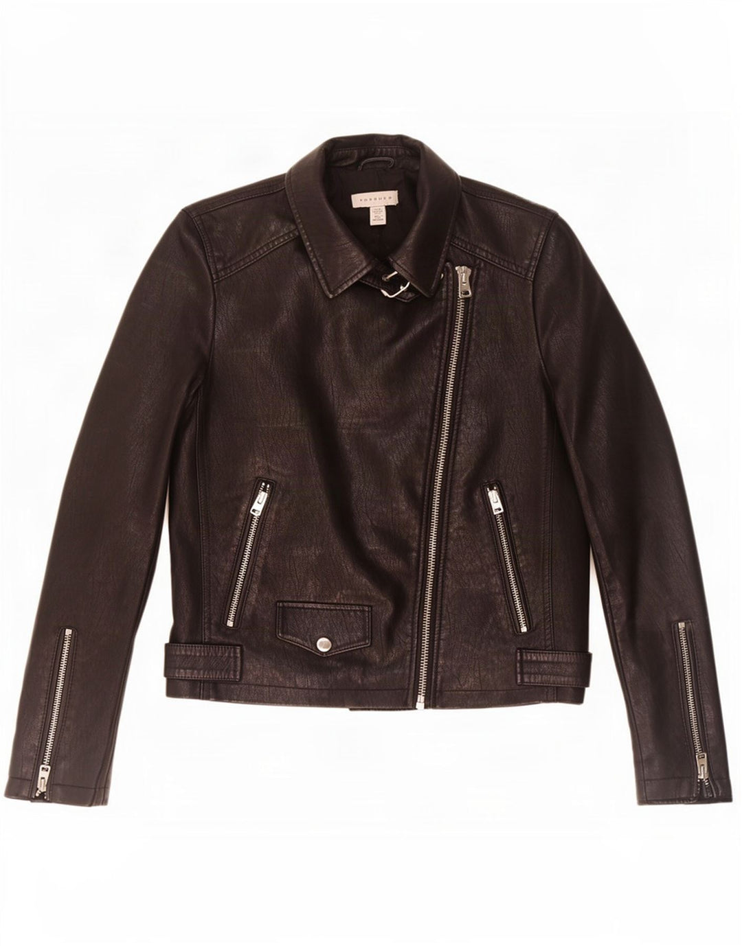 Topshop Giacca da motociclista da donna in ecopelle UK 8 Small Poliestere nero