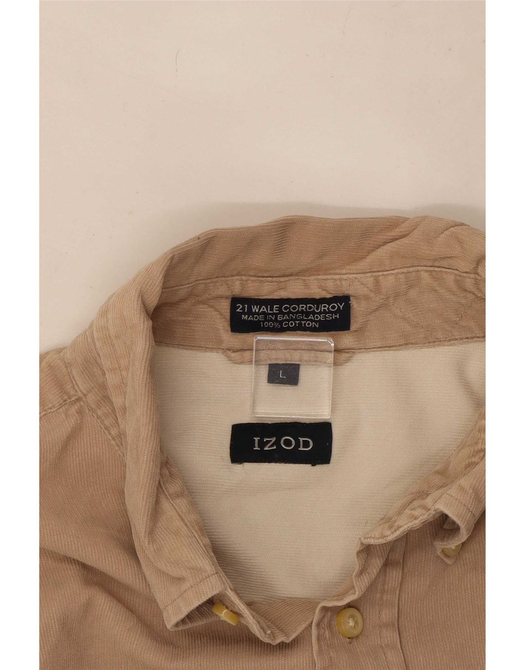 Camicia da uomo in velluto a coste Izod grande in cotone beige