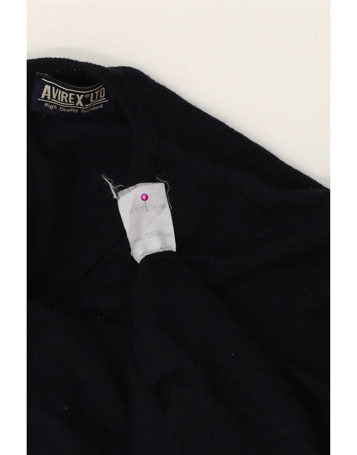Maglione da uomo con scollo a V Avirex, lana merino media blu navy