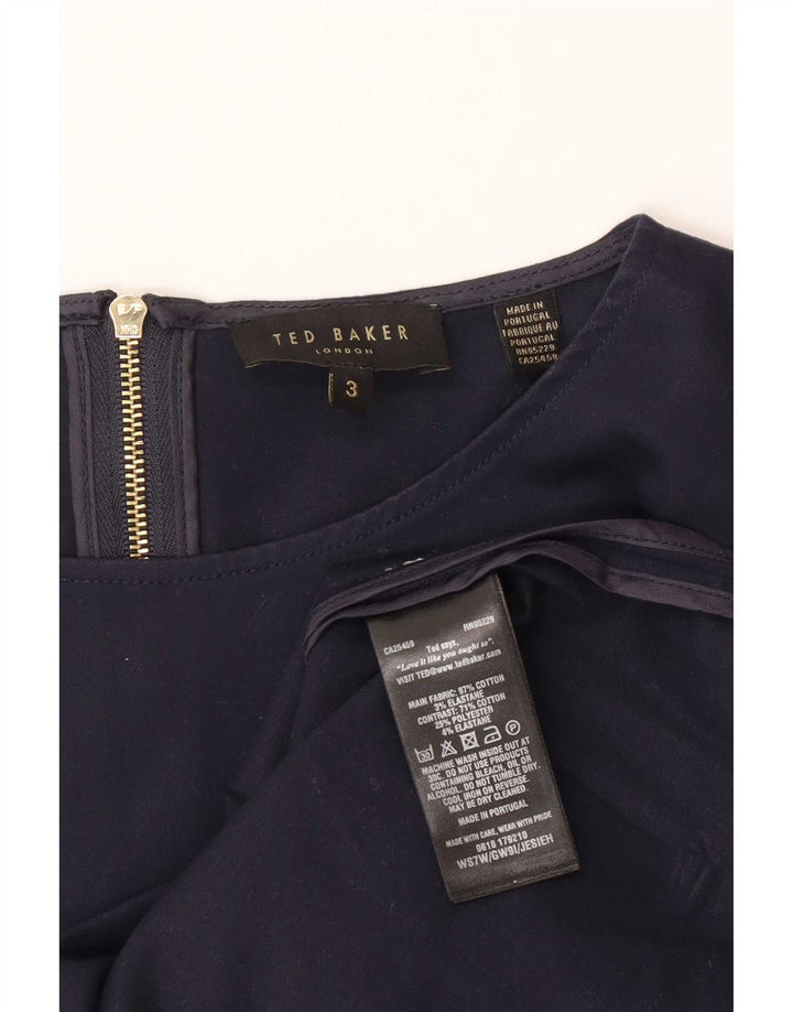 Ted Baker Camicetta da donna con maniche a 3/4 taglia 3 medio gessato blu navy