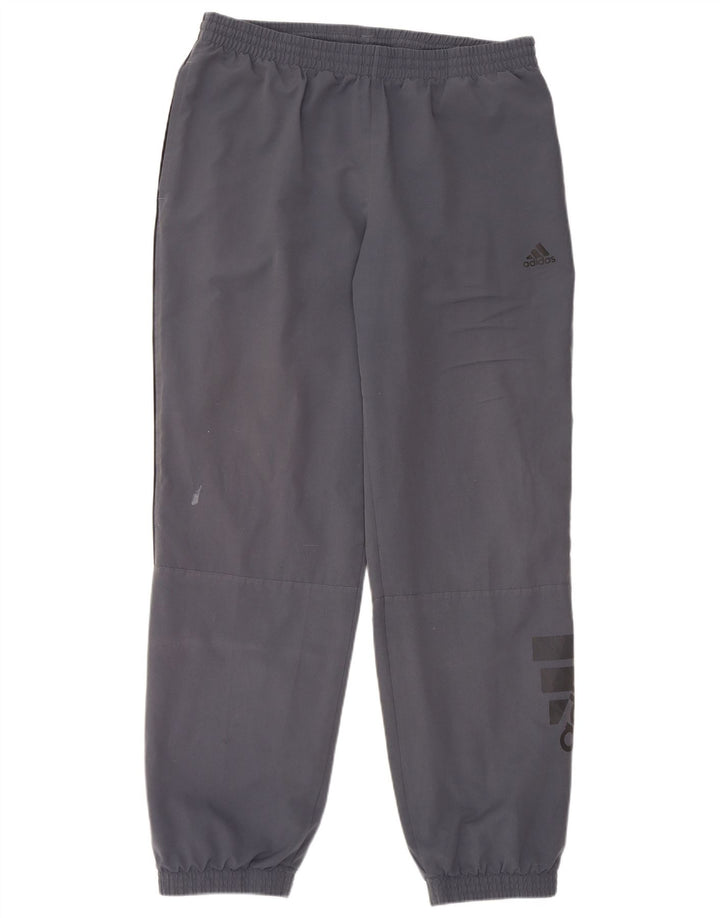 Pantaloni da tuta con grafica ADIDAS da uomo, pantaloni da jogging, grandi, in poliestere grigio
