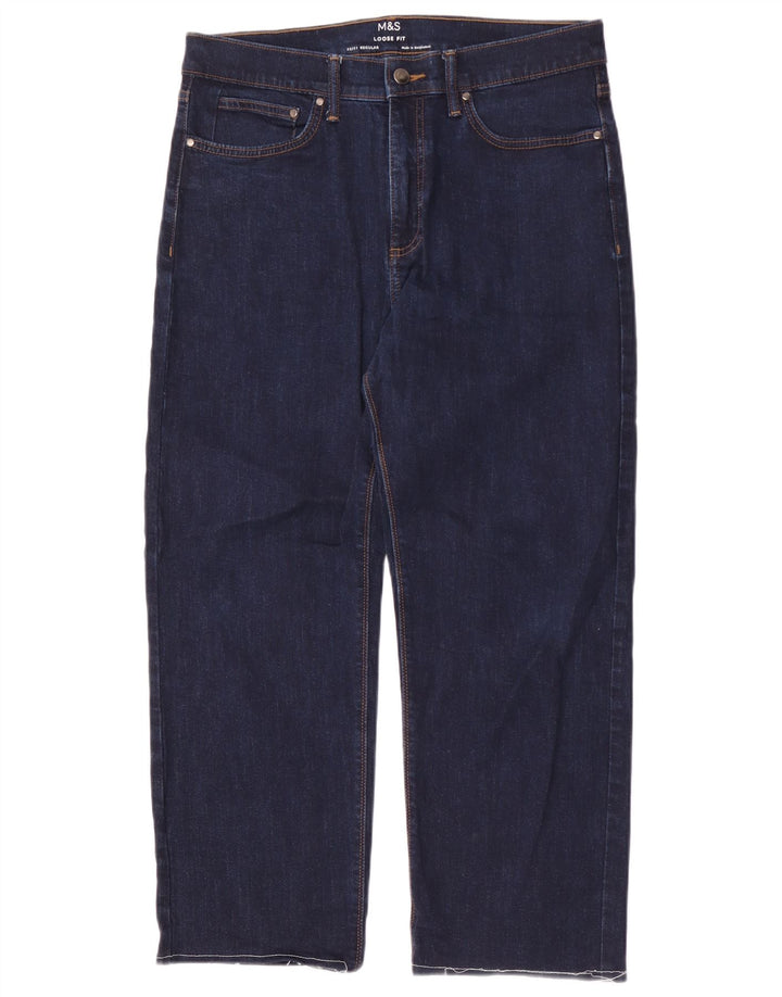 Jeans larghi da uomo Marks & Spencer W32 L27 cotone blu navy
