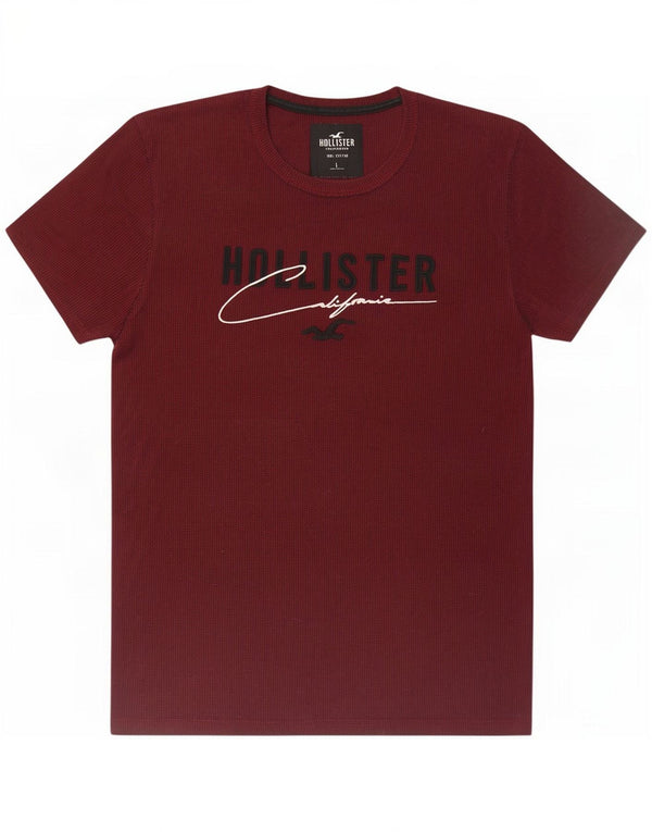 T-shirt grafica da uomo Hollister Top Large in cotone bordeaux