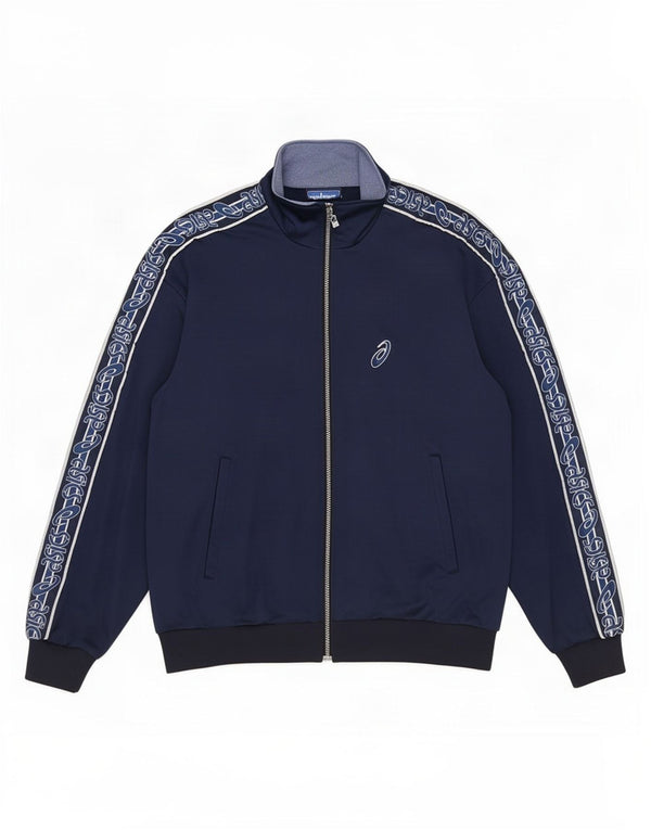 Giacca sportiva da uomo con grafica Asics, giacca grande, colore blu navy
