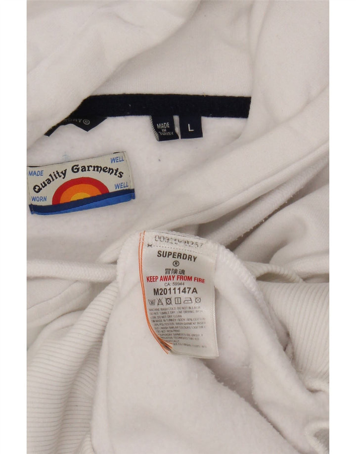 Maglione con cappuccio grafico da uomo Superdry grande in cotone bianco