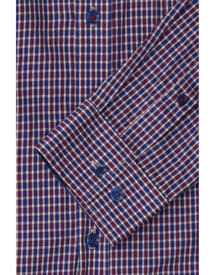 Camicia da uomo Pierre Cardin piccolo poliestere a quadri blu