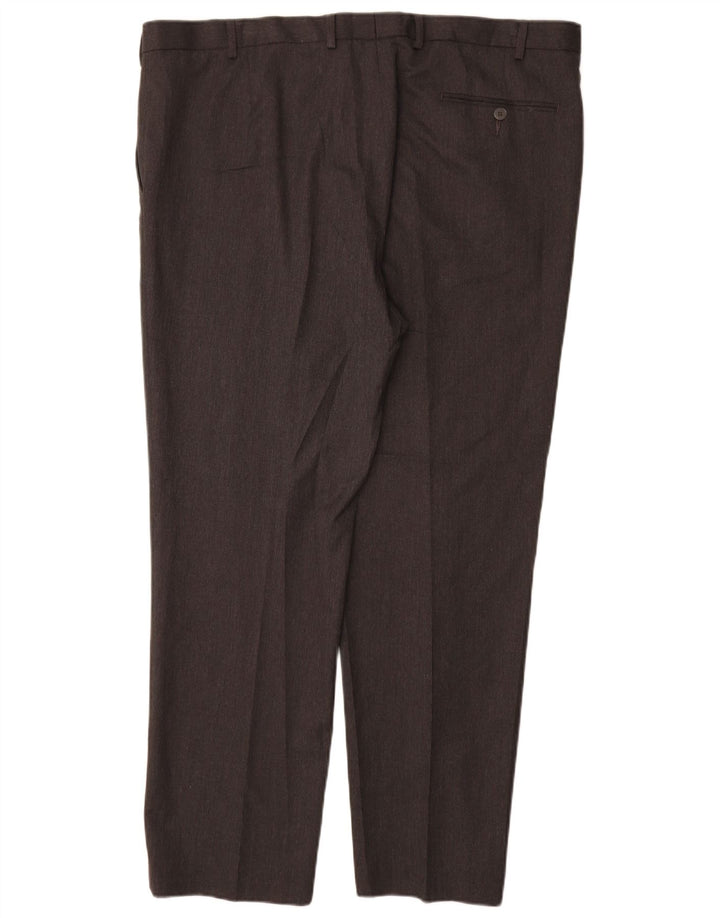 Pantaloni da abito regolari da uomo Marks & Spencer W42 L31 poliestere grigio