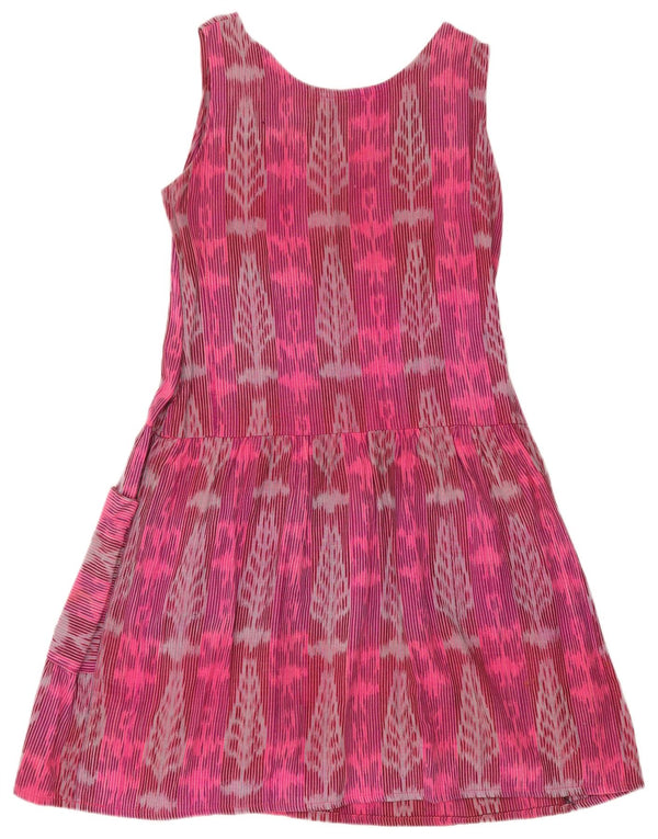 Abito vintage da donna senza maniche a trapezio UK 16 grande motivo floreale rosa