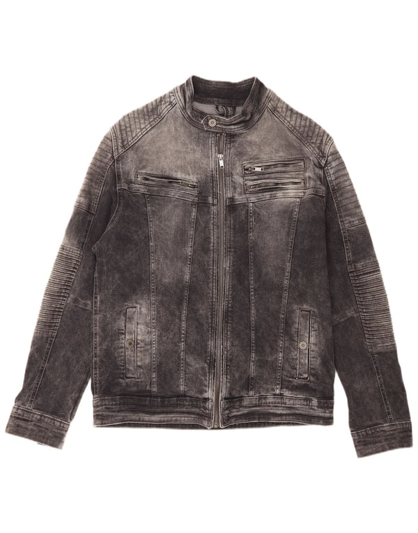 Giacca di jeans da motociclista da uomo Tom Tompson UK 42 XL Cotone grigio