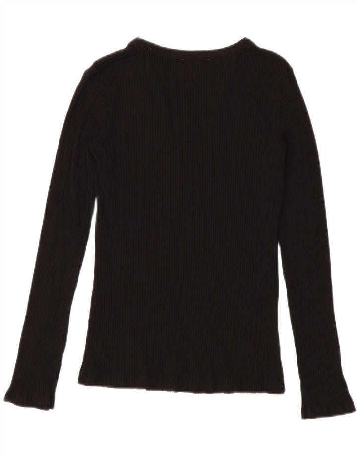 Top Zara da donna a maniche lunghe UK 12 medio nero modal