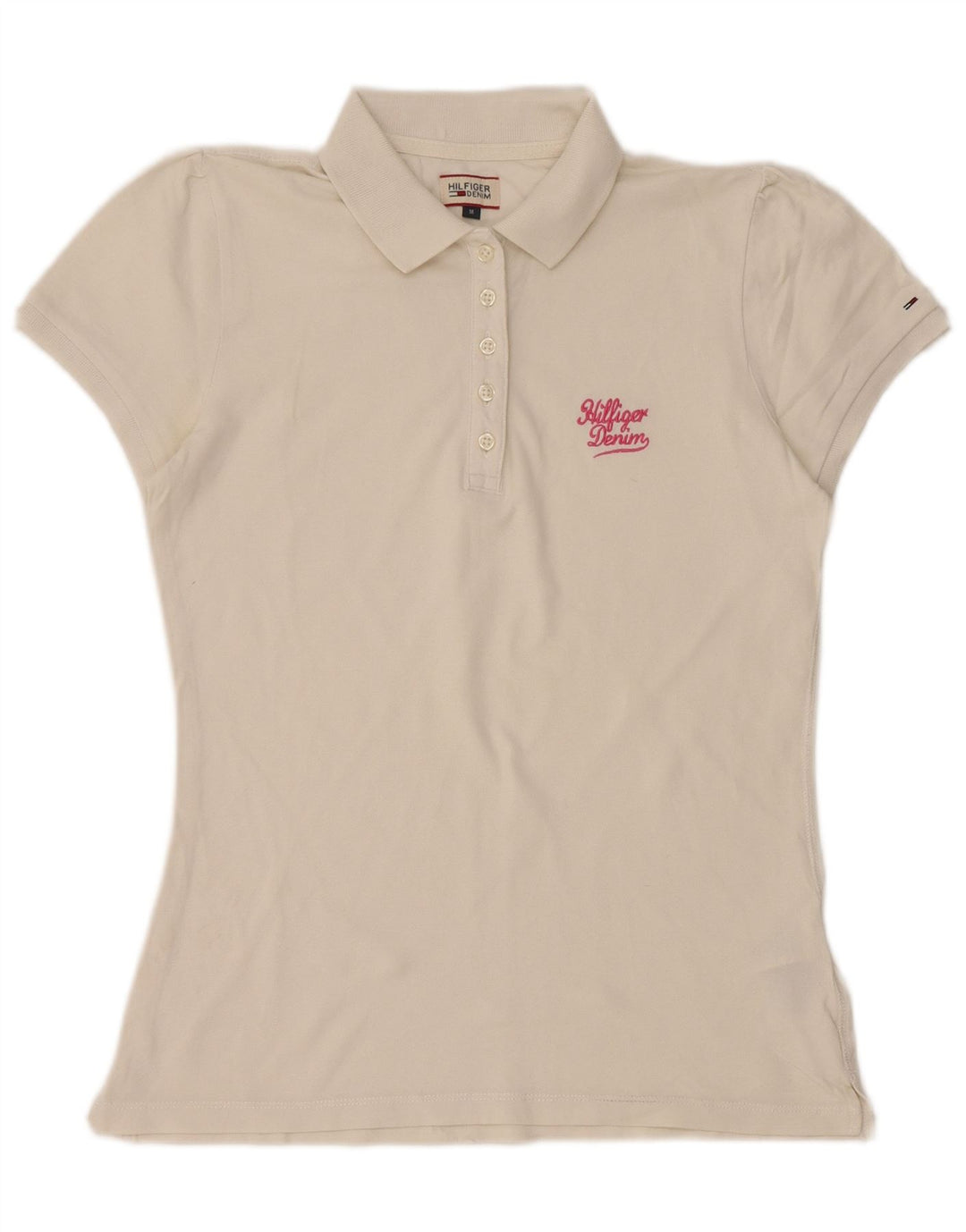 TOMMY HILFIGER Polo da donna UK 12 cotone bianco medio