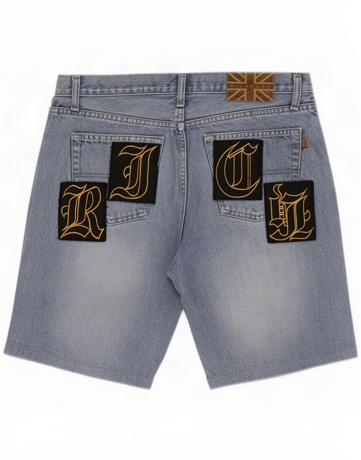 Richmond Pantaloncini di jeans con grafica da uomo grandi W34 Blu