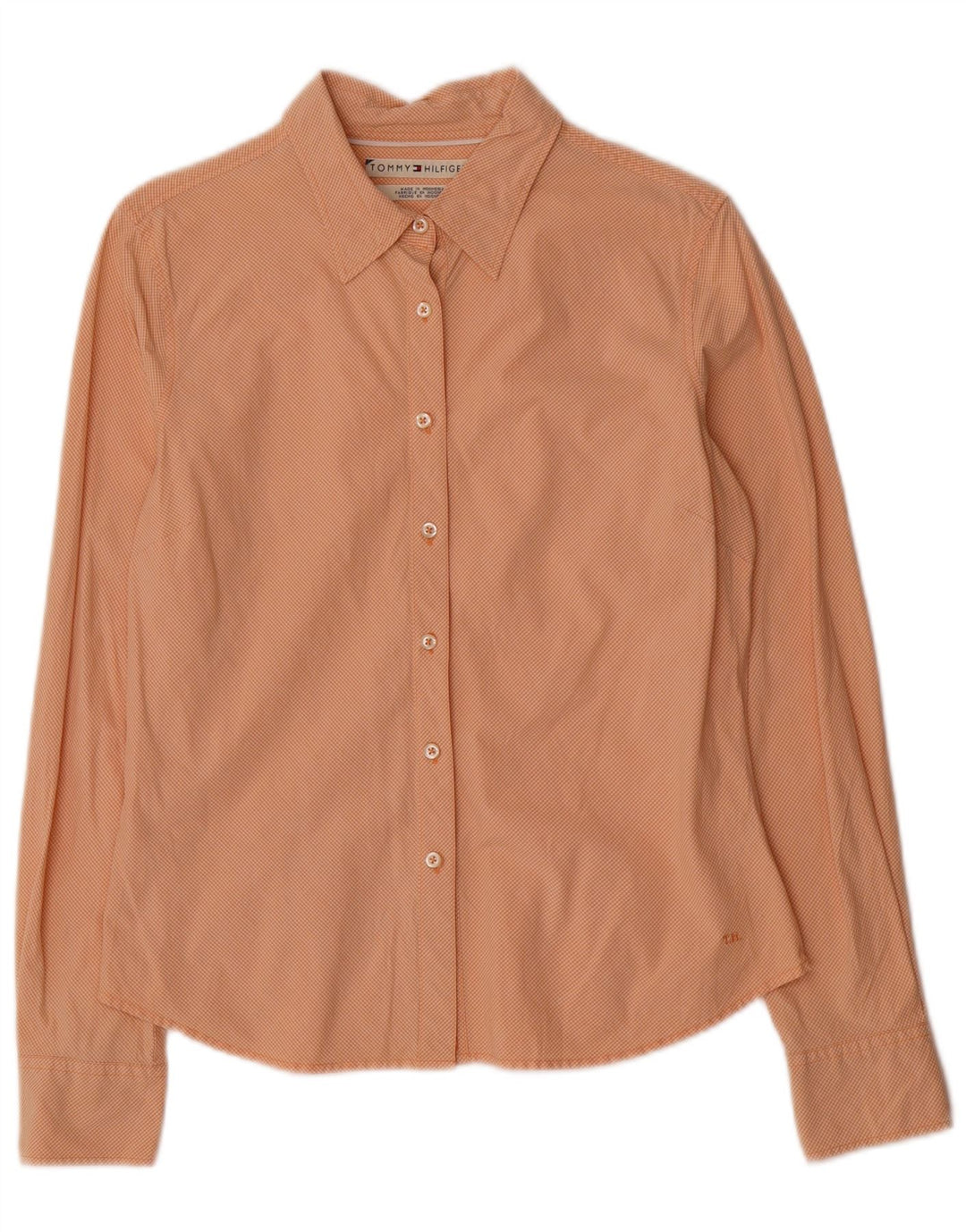 Camicia da donna Tommy Hilfiger US 8 cotone a quadretti arancione medio