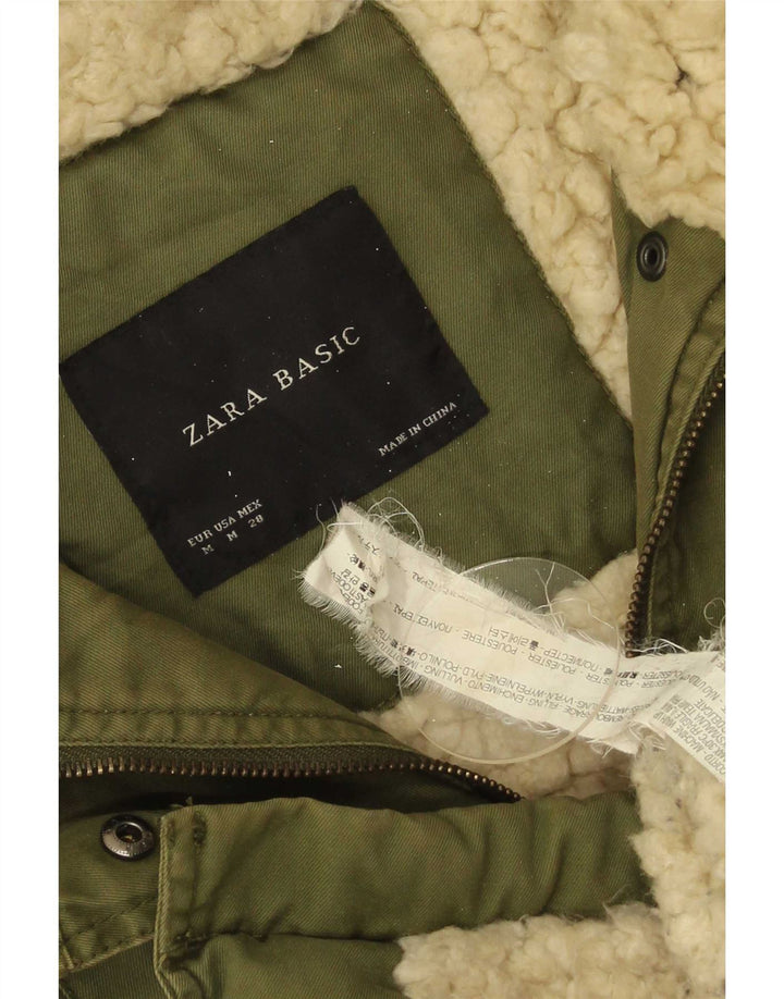 Giacca Parka con cappuccio da donna Zara UK 14 poliestere kaki medio