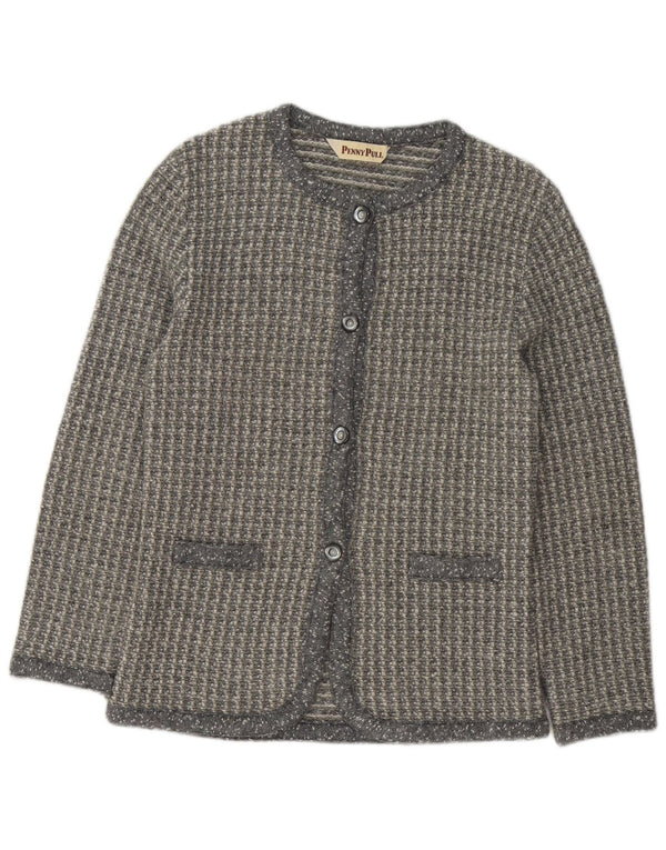 Maglione cardigan da donna Penny Pull UK 16 grande acrilico grigio