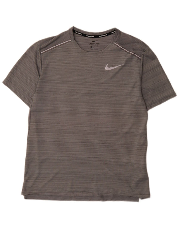 T-shirt Nike Dri Fit da uomo in poliestere a righe grigio medio
