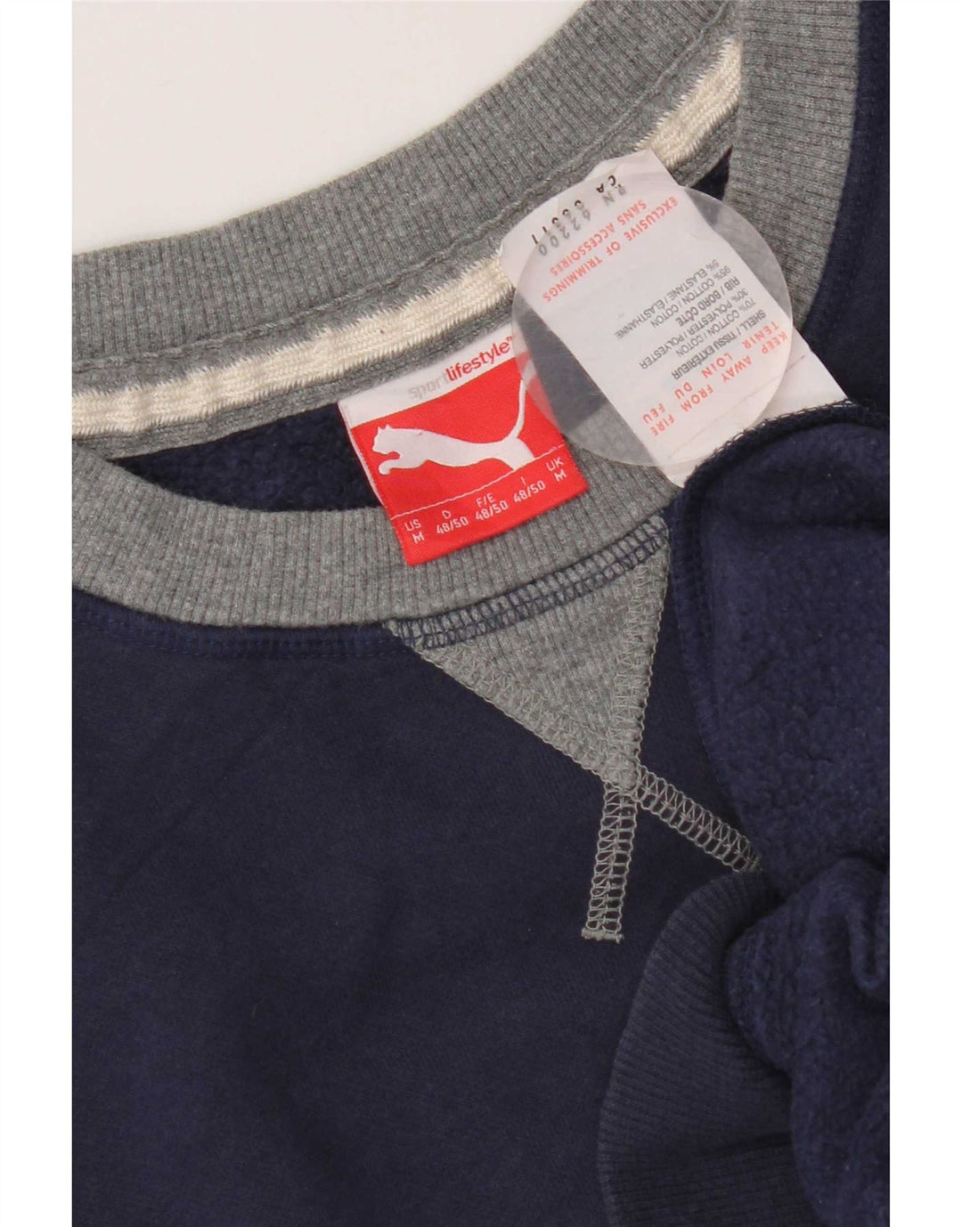 Felpa grafica da uomo Puma, maglione medio, blu navy, cotone color block