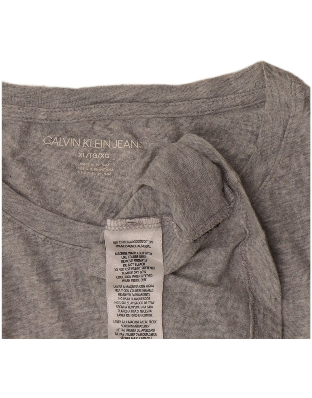Maglietta grafica da donna Calvin Klein Top UK 18 XL cotone grigio