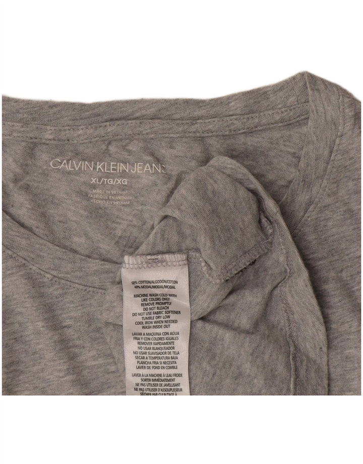 Maglietta grafica da donna Calvin Klein Top UK 18 XL cotone grigio