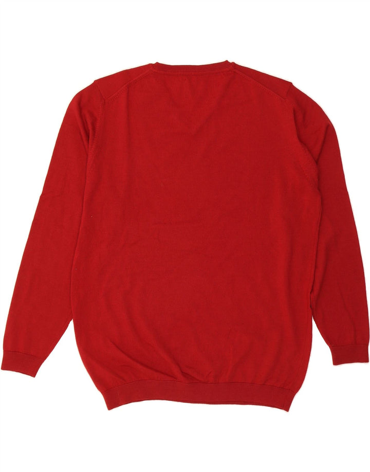 PIERRE CARDIN Mens V-Neck Jumper Sweater 2XL Red Wool Vintage Pierre Cardin and Second-Hand Pierre Cardin from Messina Hembry 