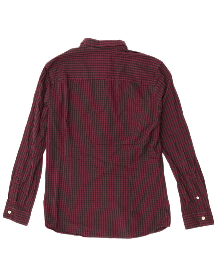 Camicia slim fit da uomo Lyle & Scott in cotone a quadretti bordeaux medio