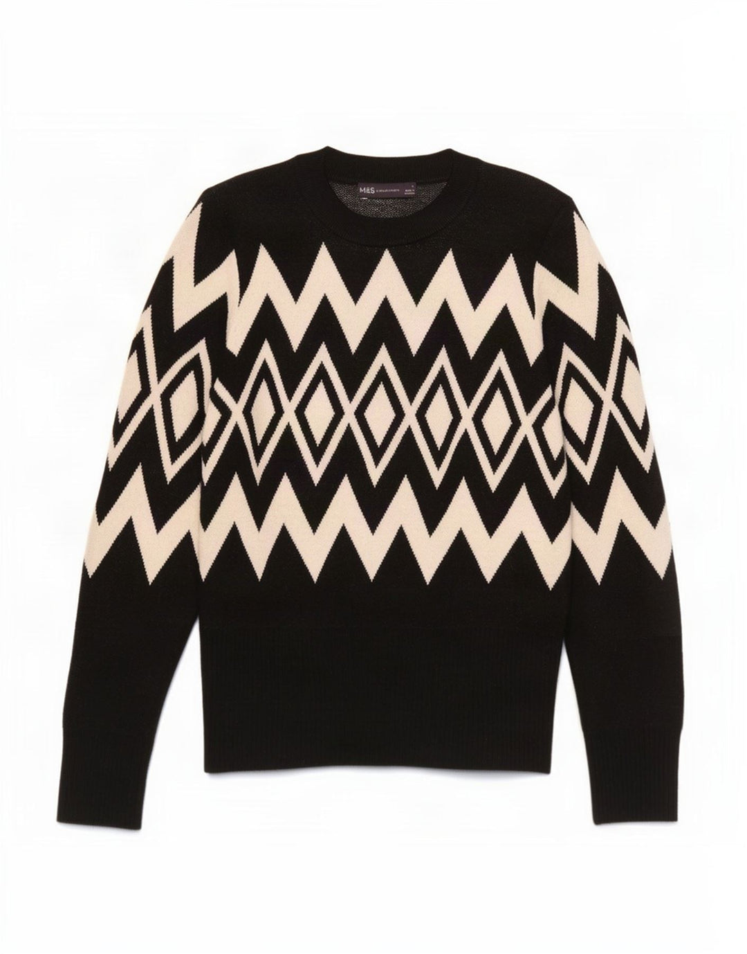 Maglione maglione girocollo da donna Marks & Spencer UK 12 medio nero