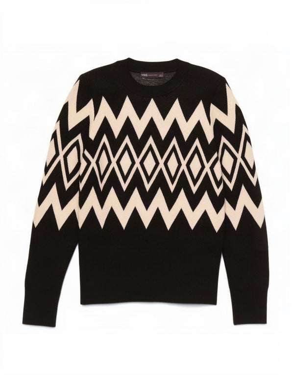 Maglione maglione girocollo da donna Marks & Spencer UK 12 medio nero