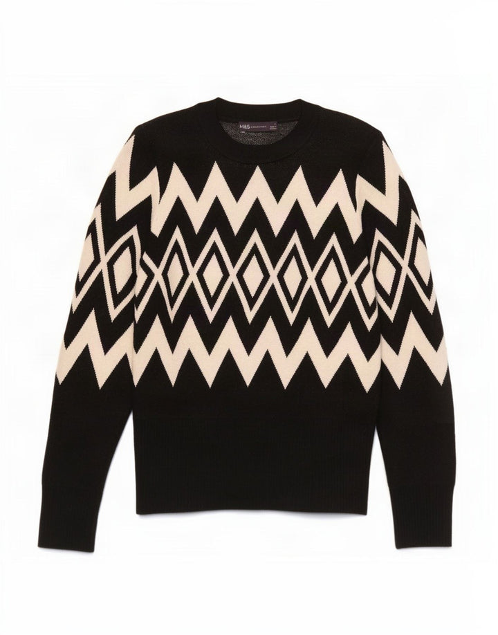 Maglione maglione girocollo da donna Marks & Spencer UK 12 medio nero