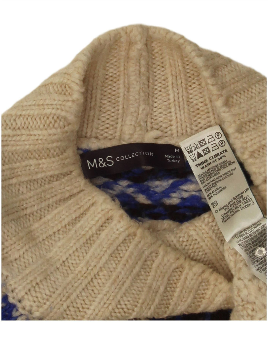 Maglione maglione a collo alto da donna Marks & Spencer UK 14 medio bianco sporco