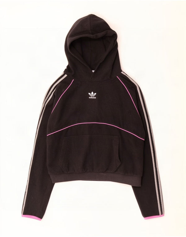 Maglione in pile con cappuccio da donna Adidas UK 14 medio nero poliestere