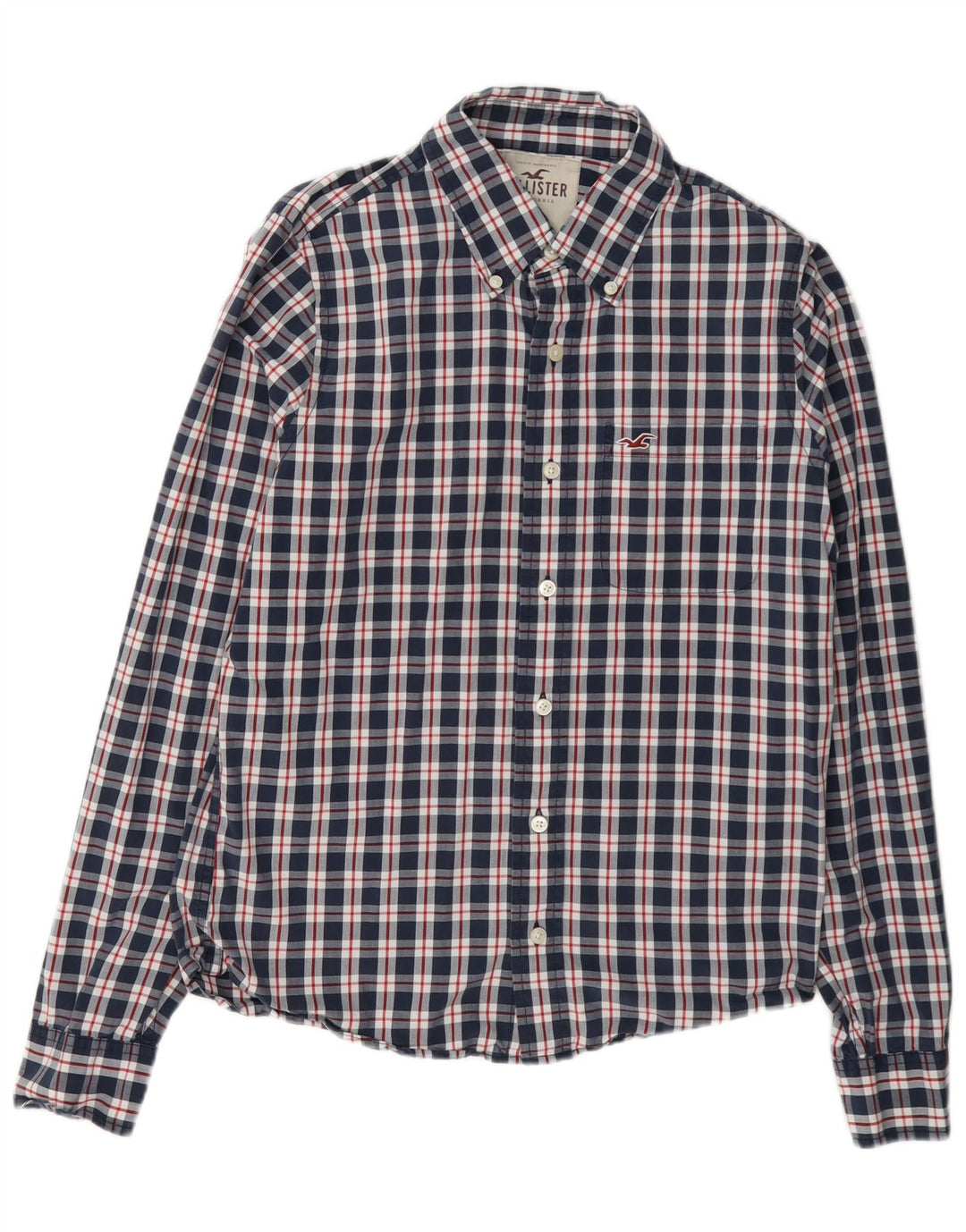 Camicia Hollister da uomo in cotone a quadri blu navy medio