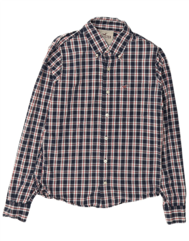 Camicia Hollister da uomo in cotone a quadri blu navy medio